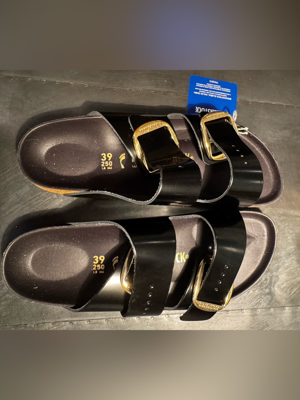 ‼️New Black Patent Big Buckle Birkenstocks EU39